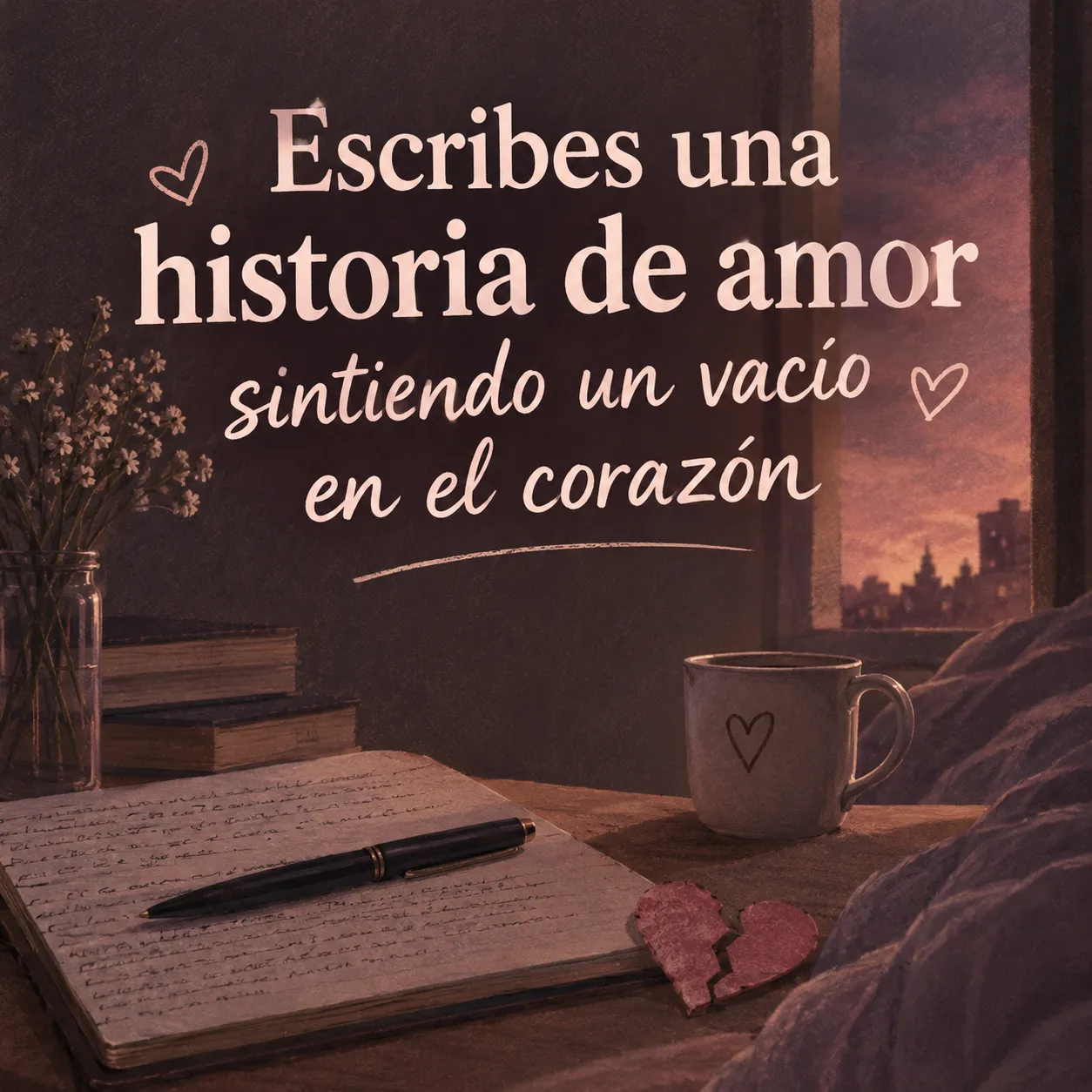ESCRIBES UNA HISTORIA DE AMOR SINTIENDO UN VACÍO EN EL CORAZÓN